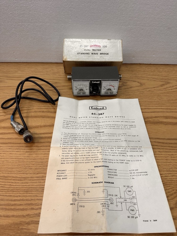 Calrad 65-287 Dual Meter Standing Wave Bridge Meter w Box