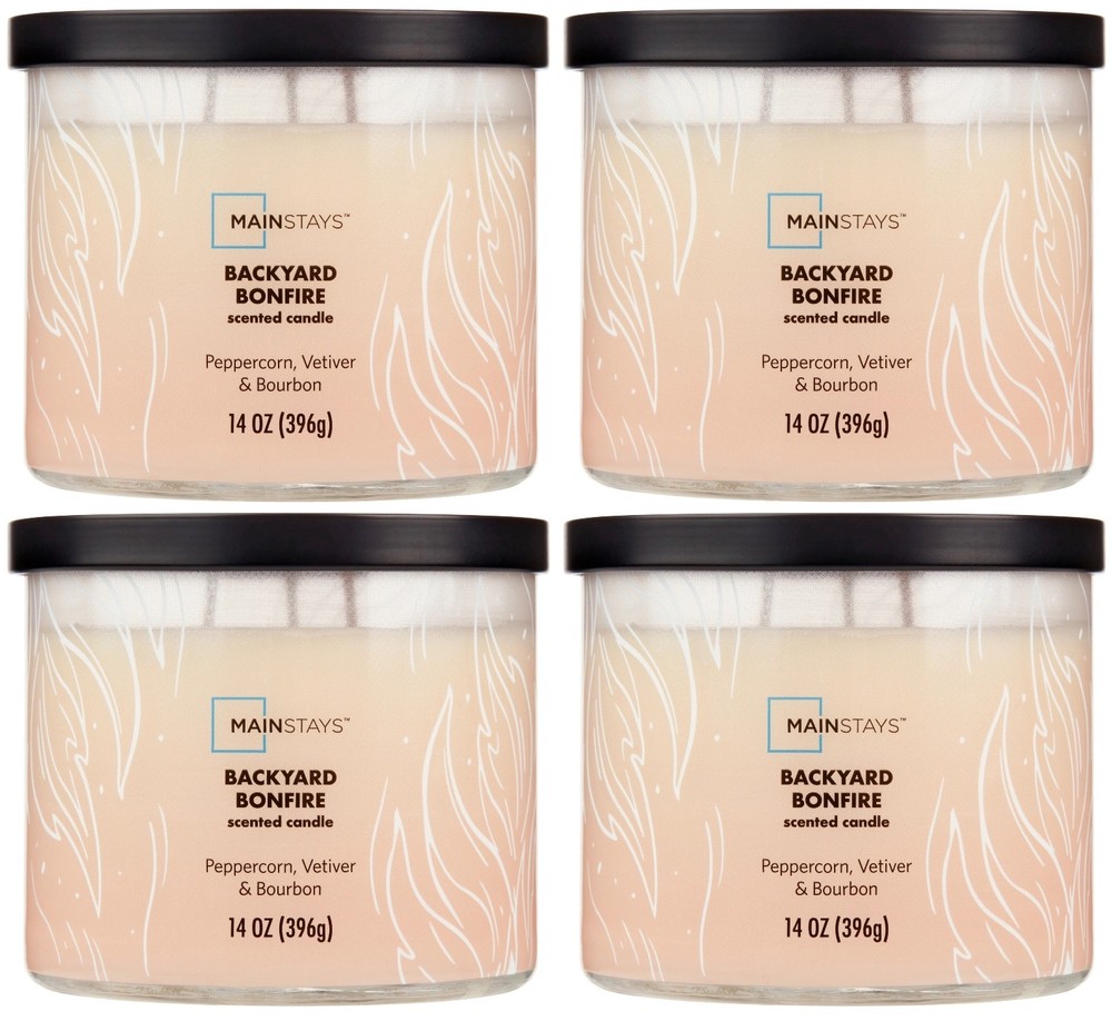 4 Mainstays BACKYARD BONFIRE Large 3-Wick Scented Candle 14oz