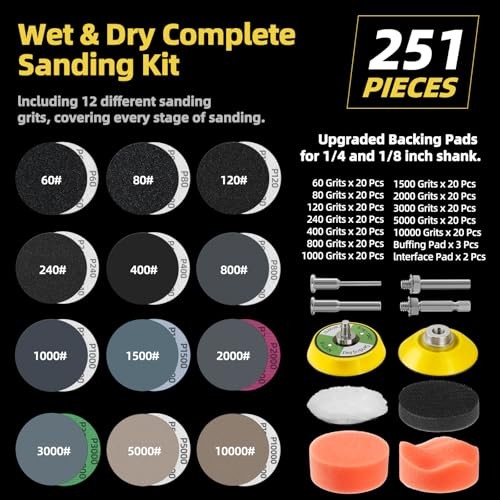 251Pcs 2 Inch Sanding Disc Drill Polishing Kit Sanding Attachment Assorted 2 in