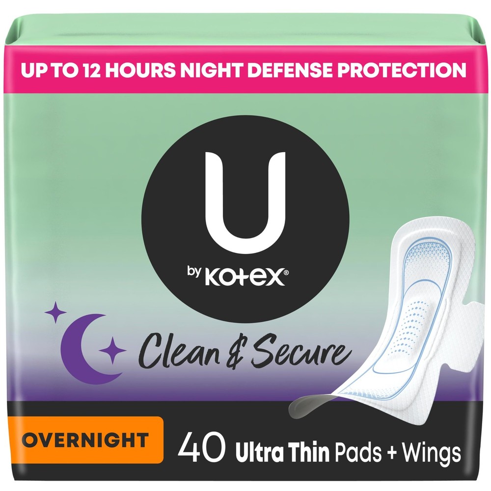 U by Kotex Ultra Thin Pads with Wings Clean & Secure Overnight Absorbency 40 pcs