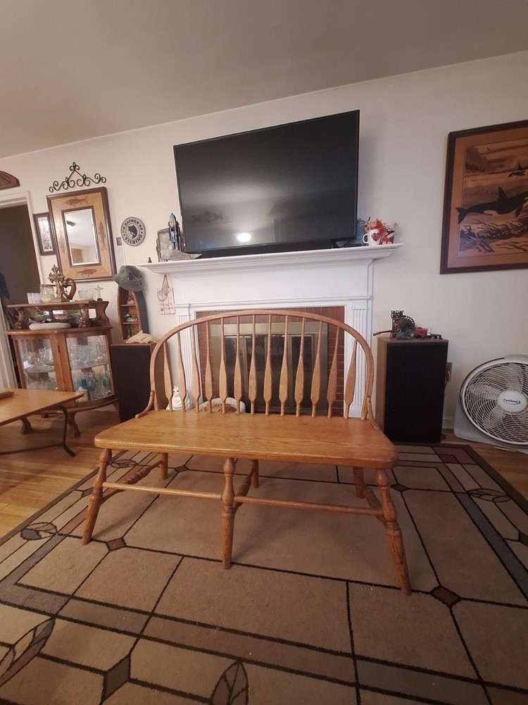 Solid Oak Amish Made Deacons Bench