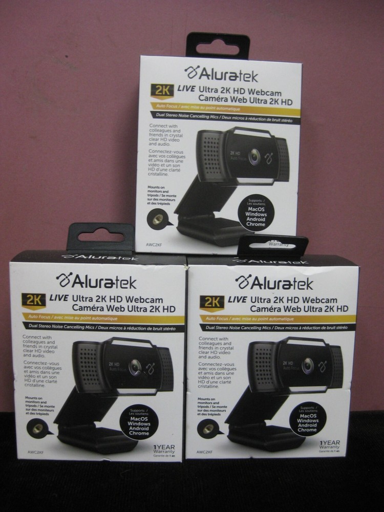 THREE ALURATEK LIVE ULTRA 2K HD WEBCAM -NEW IN BOXES