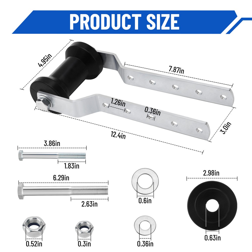 5" Adjustable Heavy Duty Keel Roller Bracket Assembly for 3" Tongue Boat Trailer