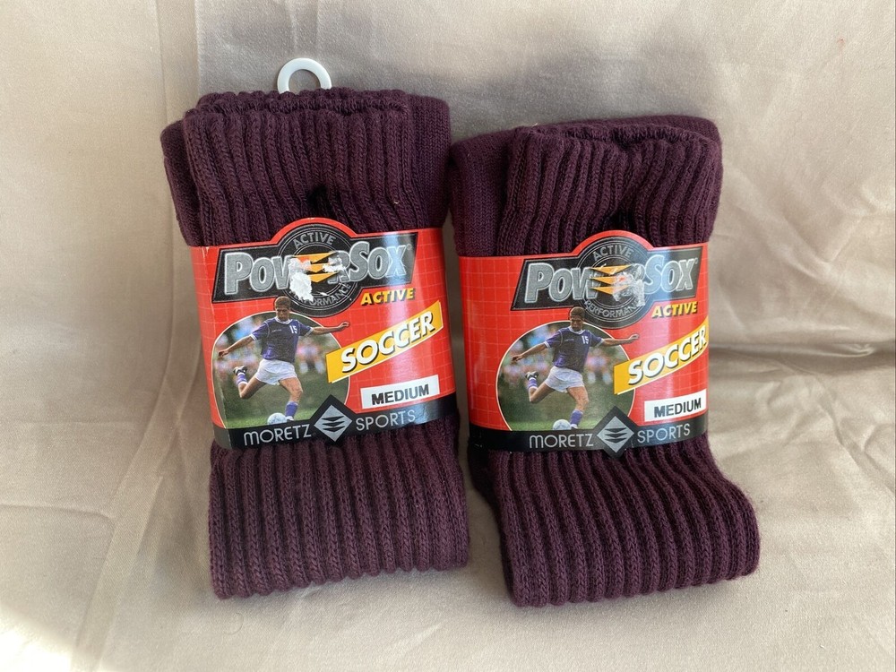2 (Two) Pair PowerSox Moretz Soccer Socks Maroon Size Medium NWT