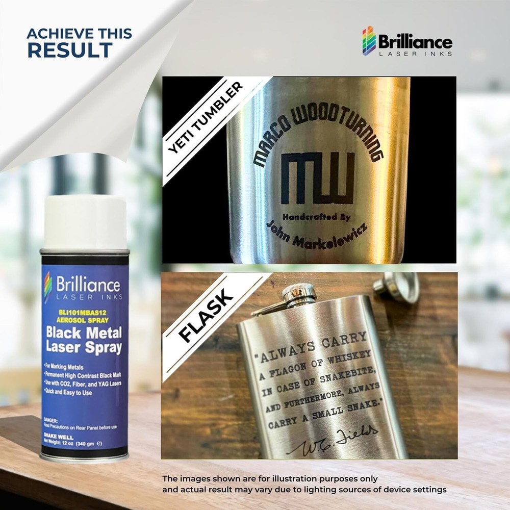 12 Oz. Black Laser Marking Spray, Quick-Dry Nano-Technology For Metal Surfaces