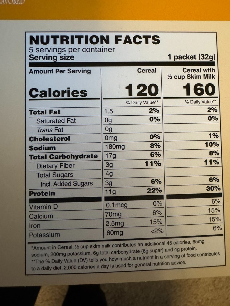 Cinnamon-O-Cereal High protein low calorie entree