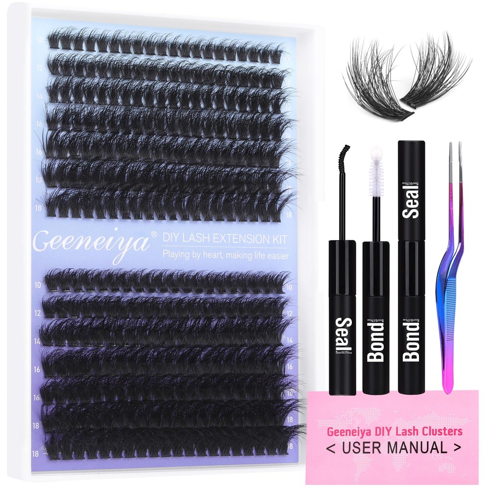 Fluffy Lash Extension Kit Cluster Lashes DIY Eyelash Extension Kit Individual...