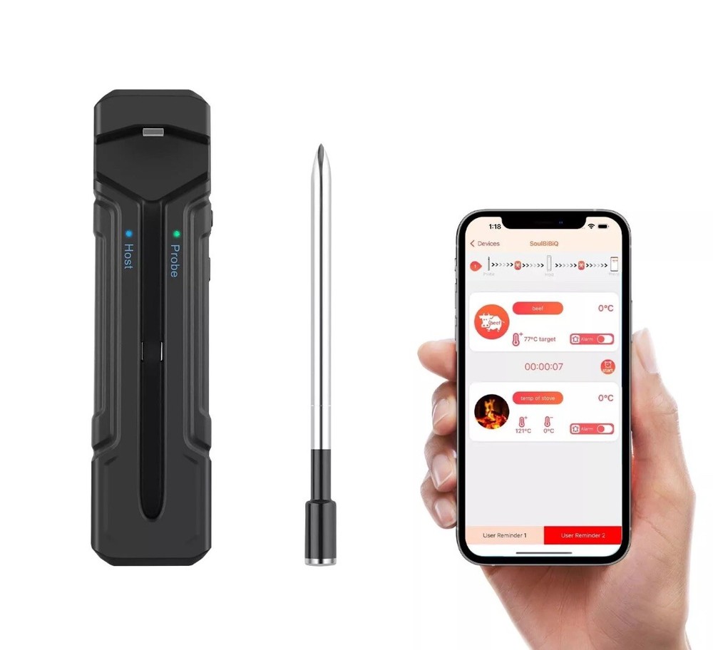 Smart Wireless Meat Thermometer - 500 FT Bluetooth Meat Thermometer with App,...