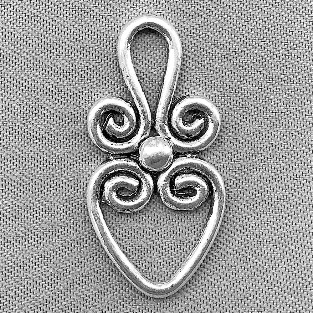 Scrollwork Heart Links 2 Loop Connectors 25x14mm Silver Plated Q10 Per Pkg