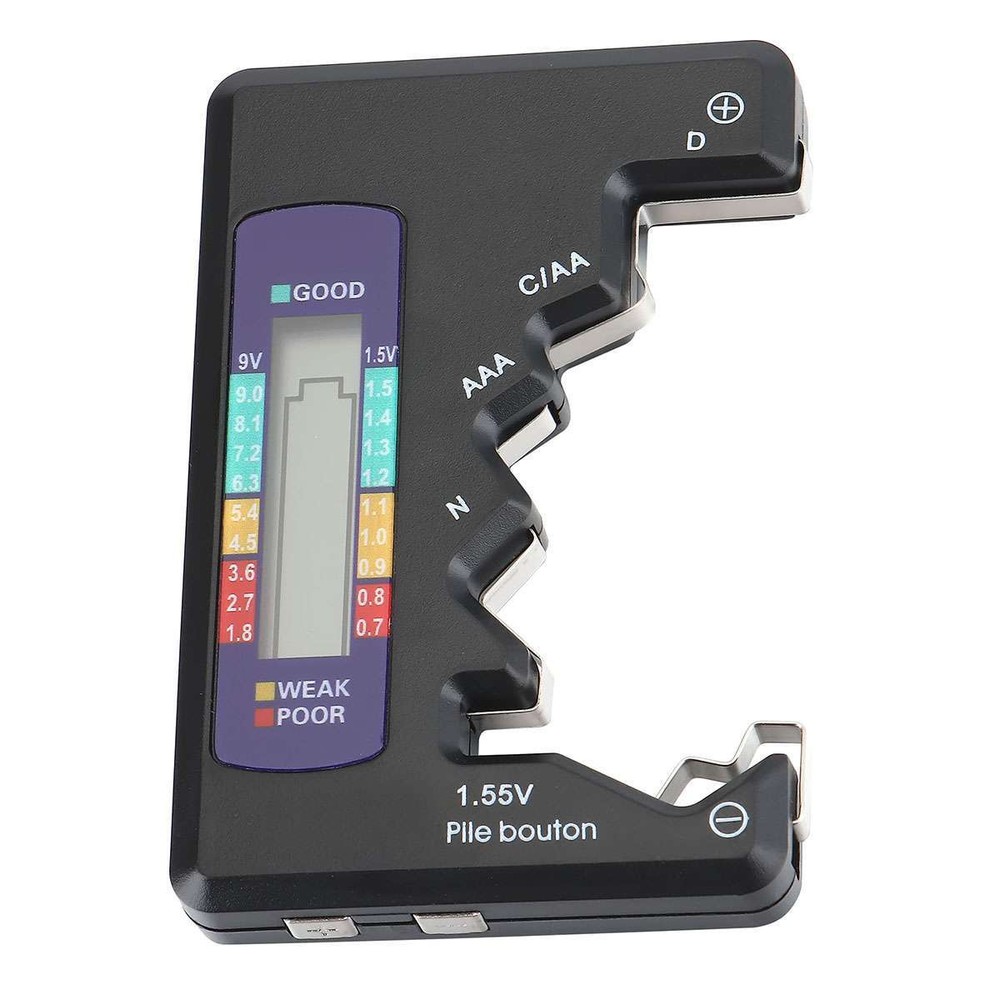 Digital LCD Battery Tester Universal Volt Checker AAA AA C D 9V & Button Cell