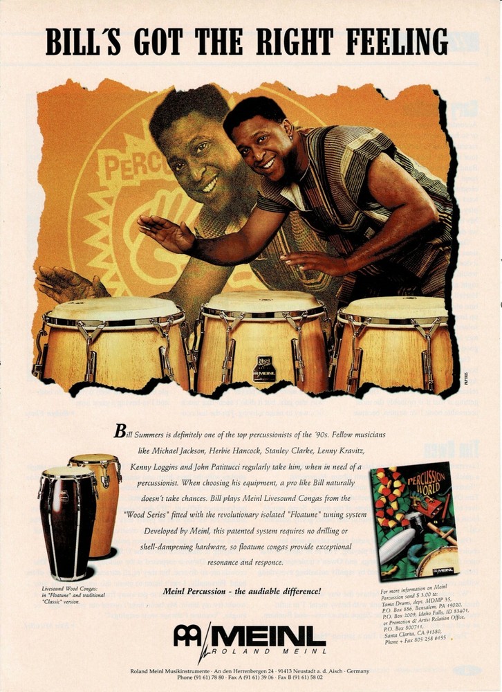 MEINL PERCUSSION - BILL SUMMERS - 1994 Print Advertisement