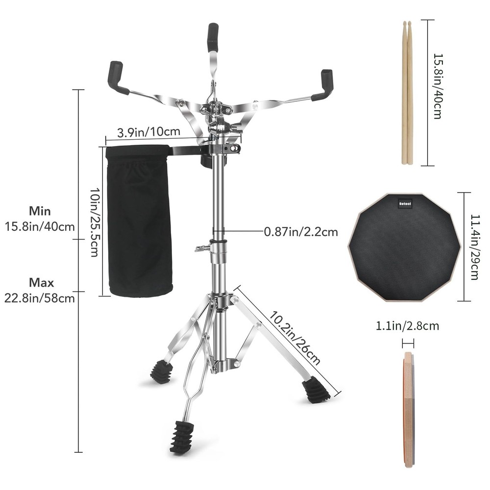 Drum Practice Pad Set, 12 Inch Double Sided Silent Drum Pad with Storage Bag ...