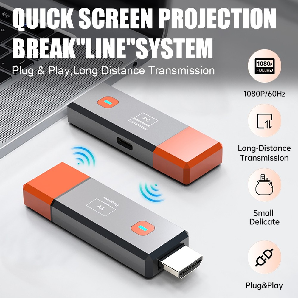 HD Wireless HDMI Video Transmitter and Receiver TV Stick Screen Share Extender~