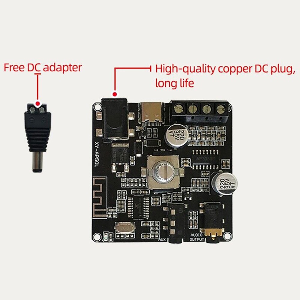 5-24V XY-AP50L Mini Bluetooth 5.0 Wireless Stereo Audio Amplifier Board