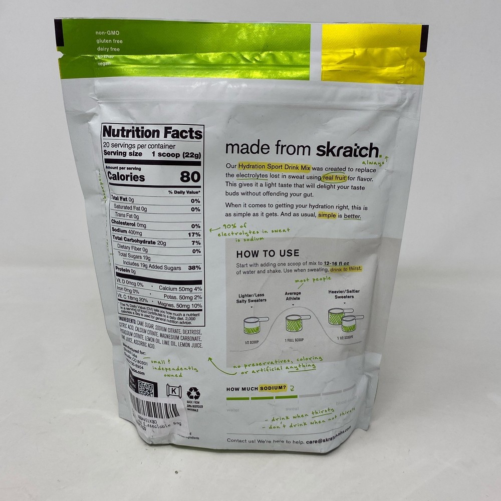 Skratch Labs Hydration Mix Lemon + Lime 20 Servings 15.5oz Bag