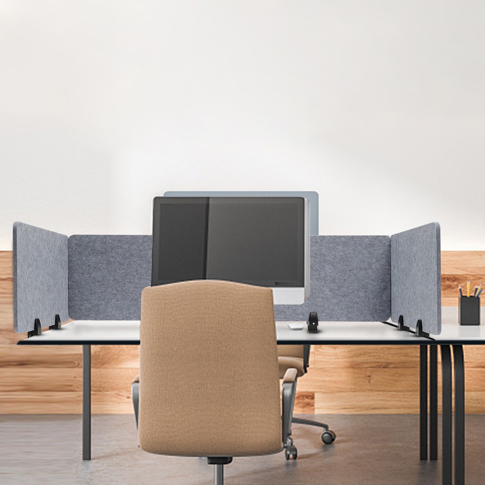 Stand Up Desk ReFocus Raw Clamp-On Acoustic Desktop Divider Privacy Panel Grey