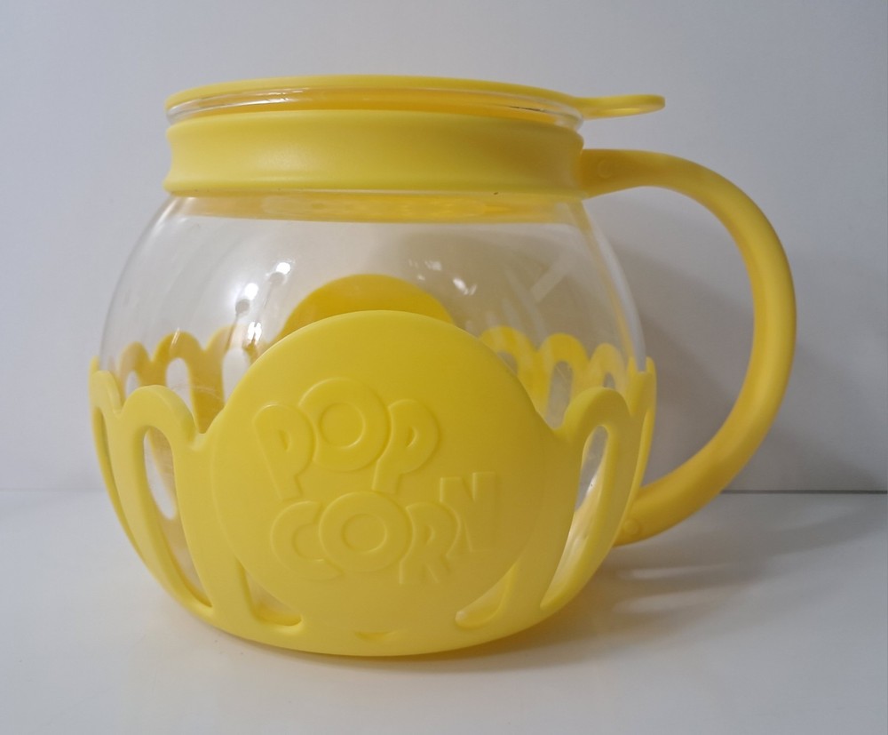 Ecolution Micro-Pop Microwave Glass Popcorn Popper Yellow Eco-friendly 1.5 Qt