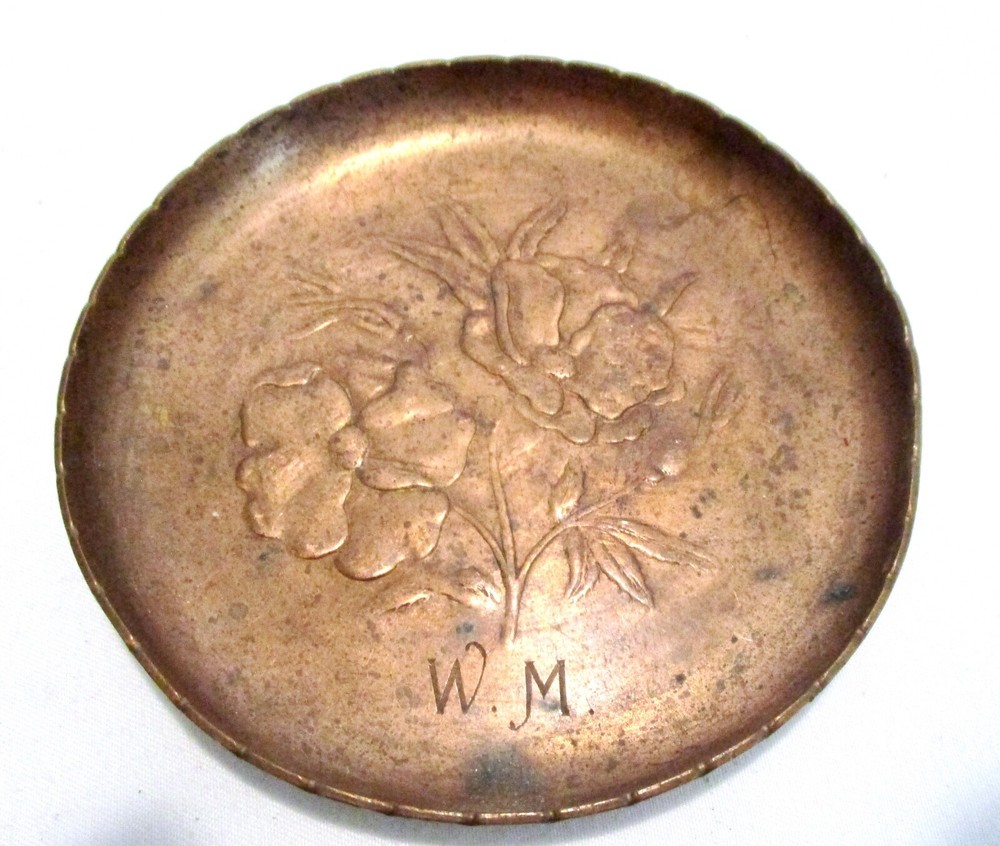 SOLID COPPER COASTER EMBOSSED FLOWERS