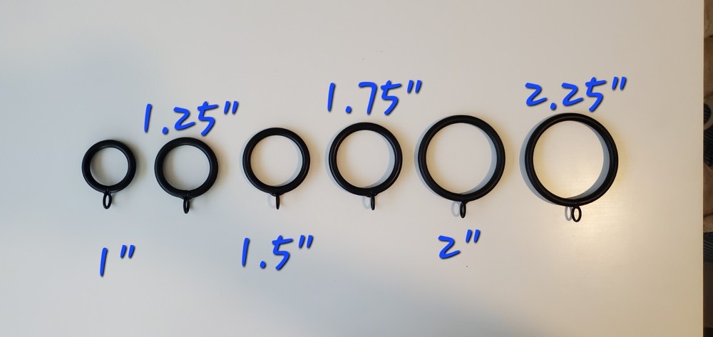 5 Pieces PACK 2" BLACK IRON drapery curtain drape ring with eyelet TWO INCHES