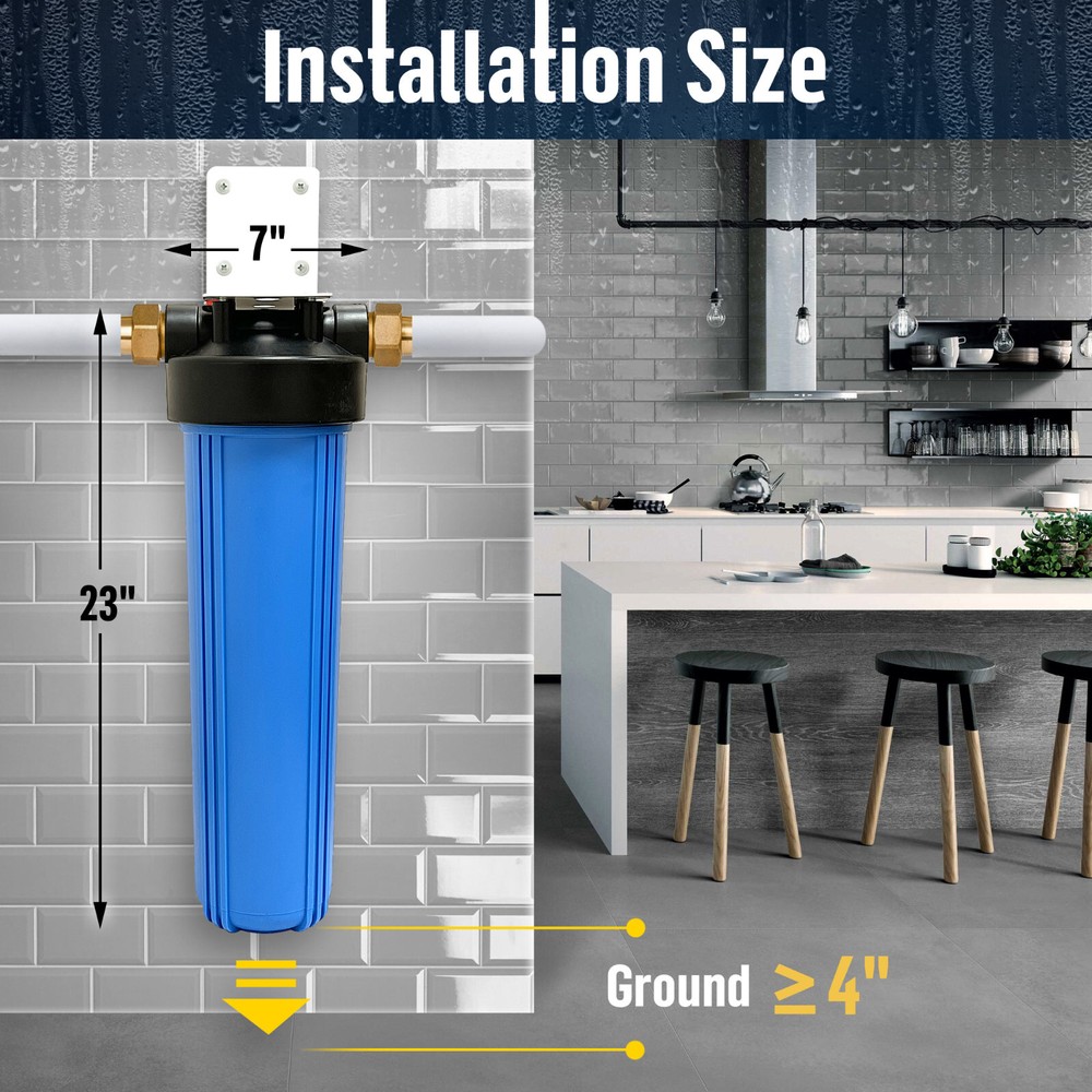 4 Blue High Capacity 20 x 4.5” Whole House Filter Purifier Systems 1” Brass Port