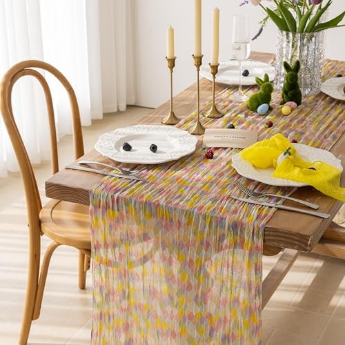 Easter Table Runner Cheesecloth Sheer Gauze Rustic Colorful 1pc 10ft Diamond
