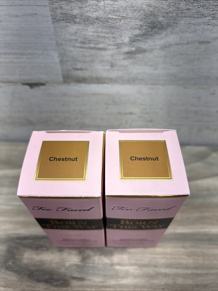 2x TOO FACED BORN THIS WAY UNDETECTABLE COVERAGE FOUNDATION CHESTNUT 1.0 OZ