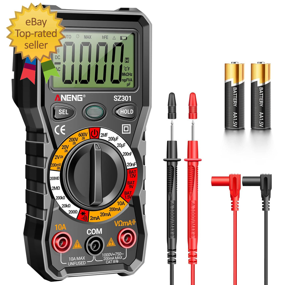 Digital Multimeter with Case Dc AC Voltmeter Ohm Volt Amp Meter Measures Voltage