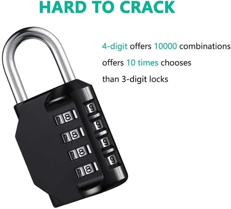 Combination Lock Resettable 4 Digit Padlock with Combination, Waterproof and ...
