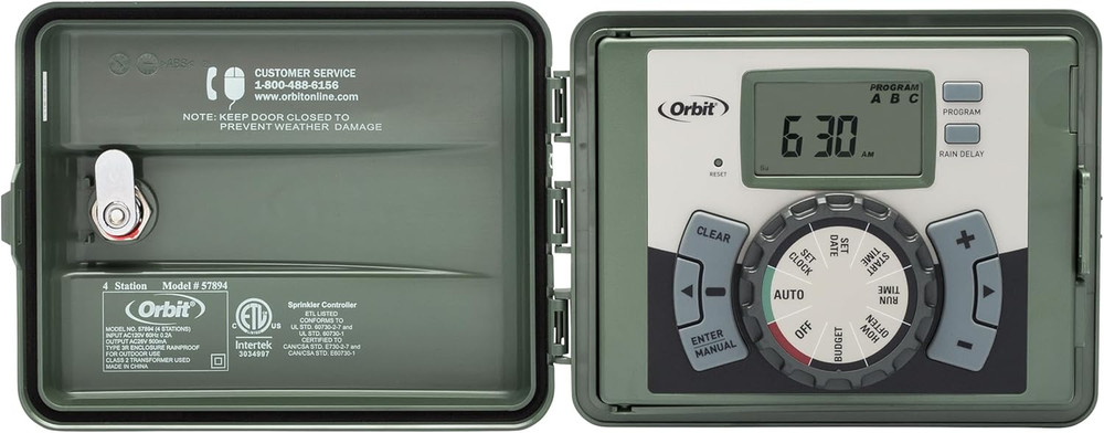 57894 4-Station Outdoor Swing Panel Sprinkler System Timer