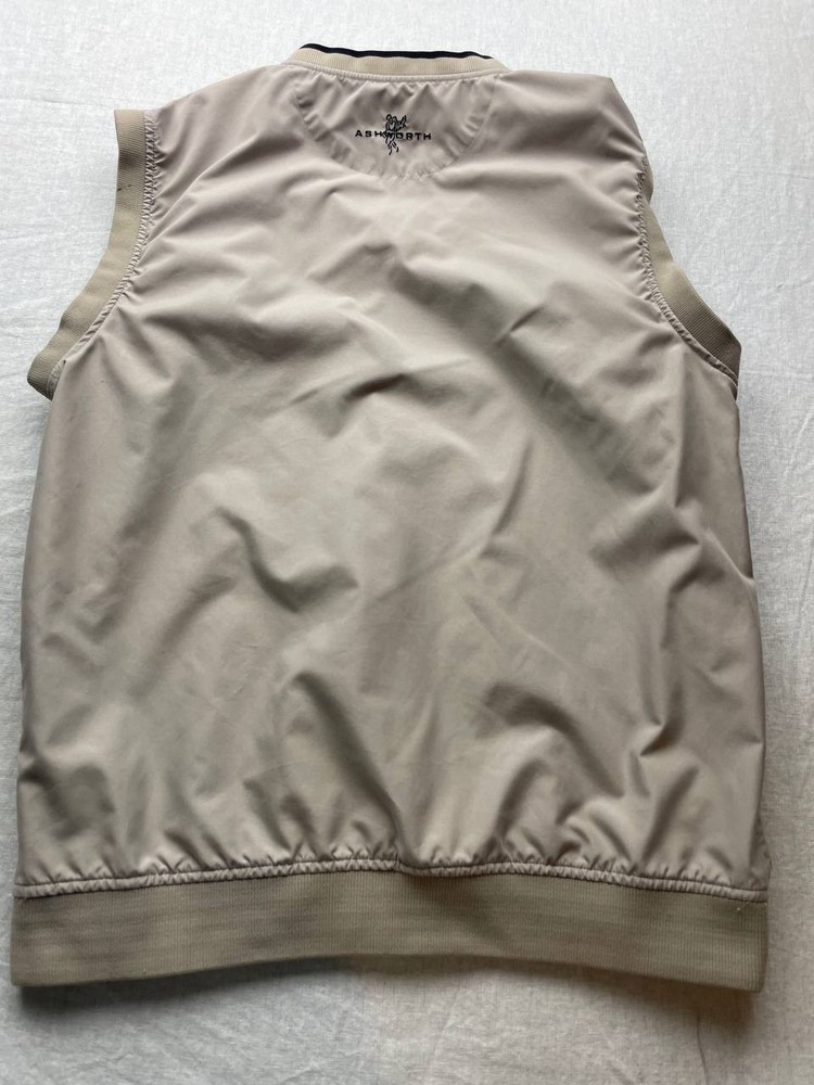 Mens Ashworth Golf Weather System Sleeveless Pullover V-Neck Vest Khaki Medium