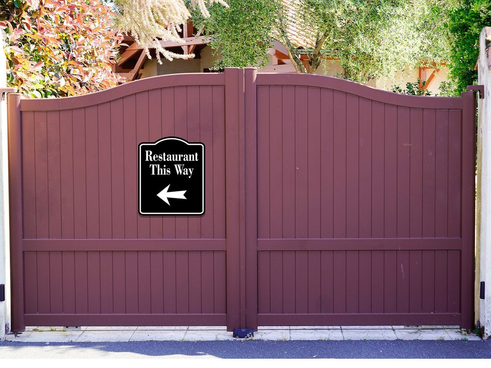 Restaurant This Way Left Arrow BLACK Aluminum Composite Sign