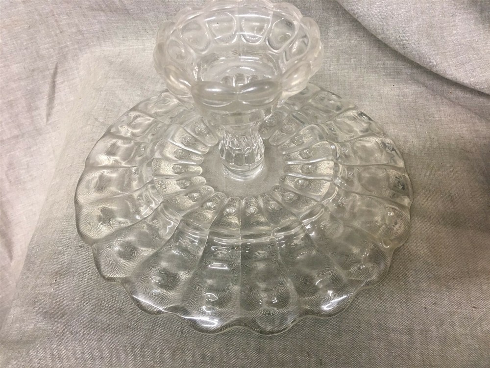 Vintage 10" Diameter Footed Cake Stand Star Pattern Unknown