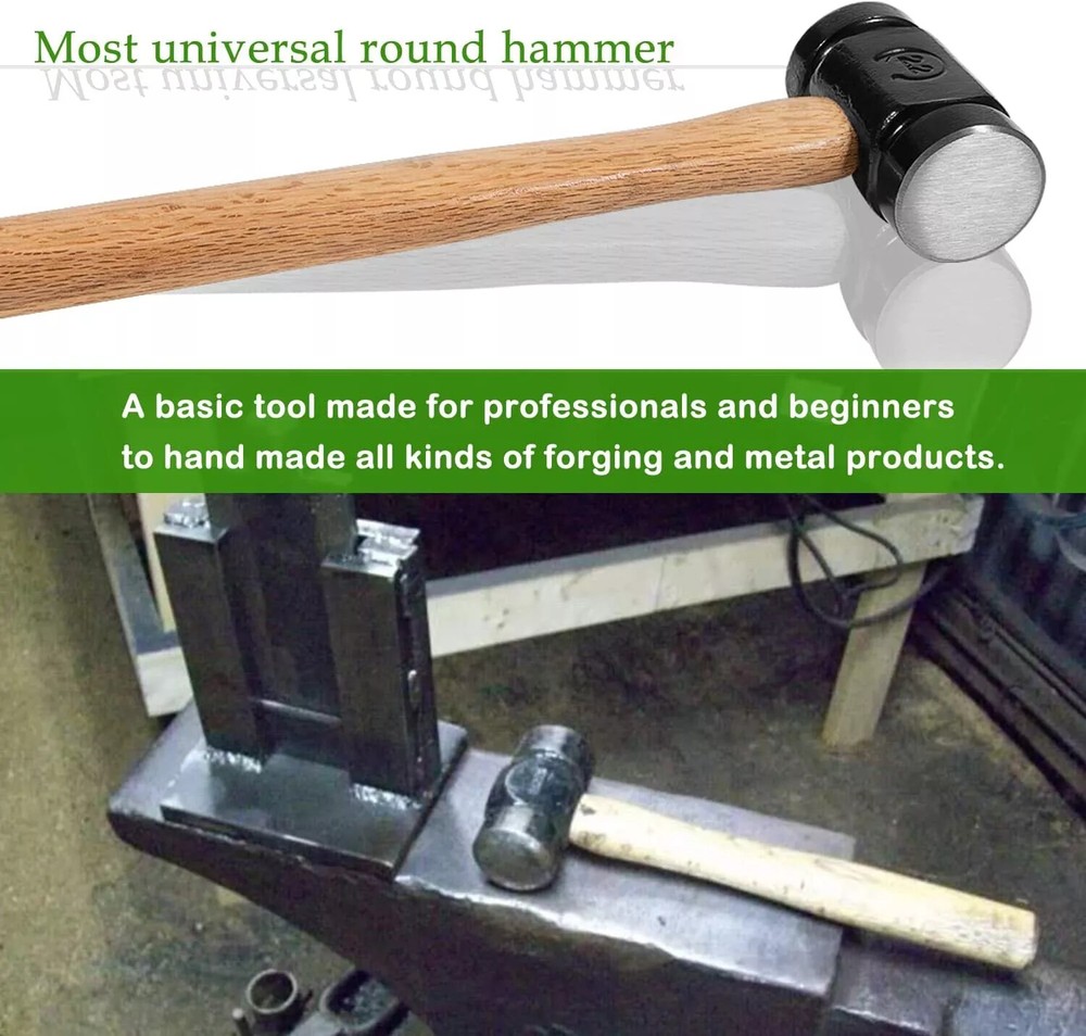 61B 36 OZ Blacksmith Farrier Rounding Hammer Tool For Blacksmithing Forged Tool