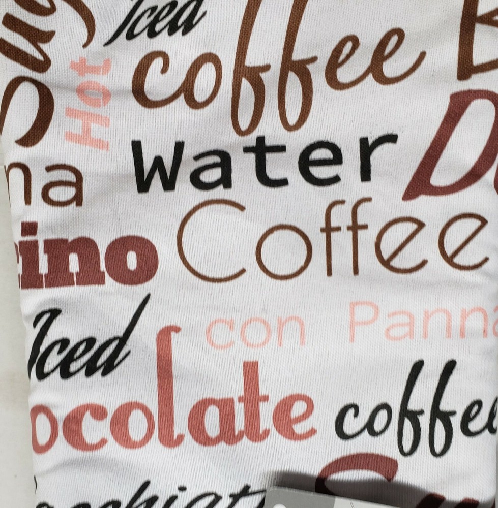 Printed Kitchen Large Oven Mitt(12") TYPES OF DRINKS,COFFEE & TEA,brown back, HS