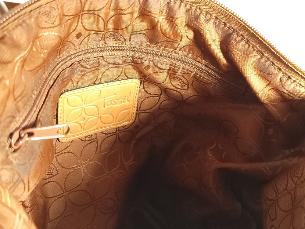 Fossil Shoulder Handbag Tan Leather Distressed Floppy