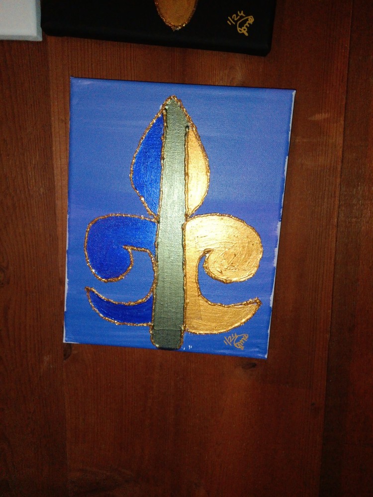 Handmade Handpainted Fleur-de-lis Eiffel Tower Bow Canvas Art, Various Colors