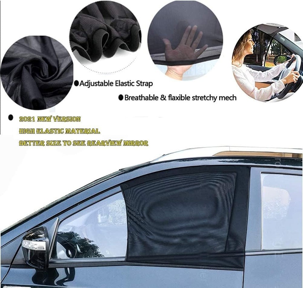 Car Front Window Sun Shade - 2 Pack Breathable Mesh Side Window Shade Sunshad...