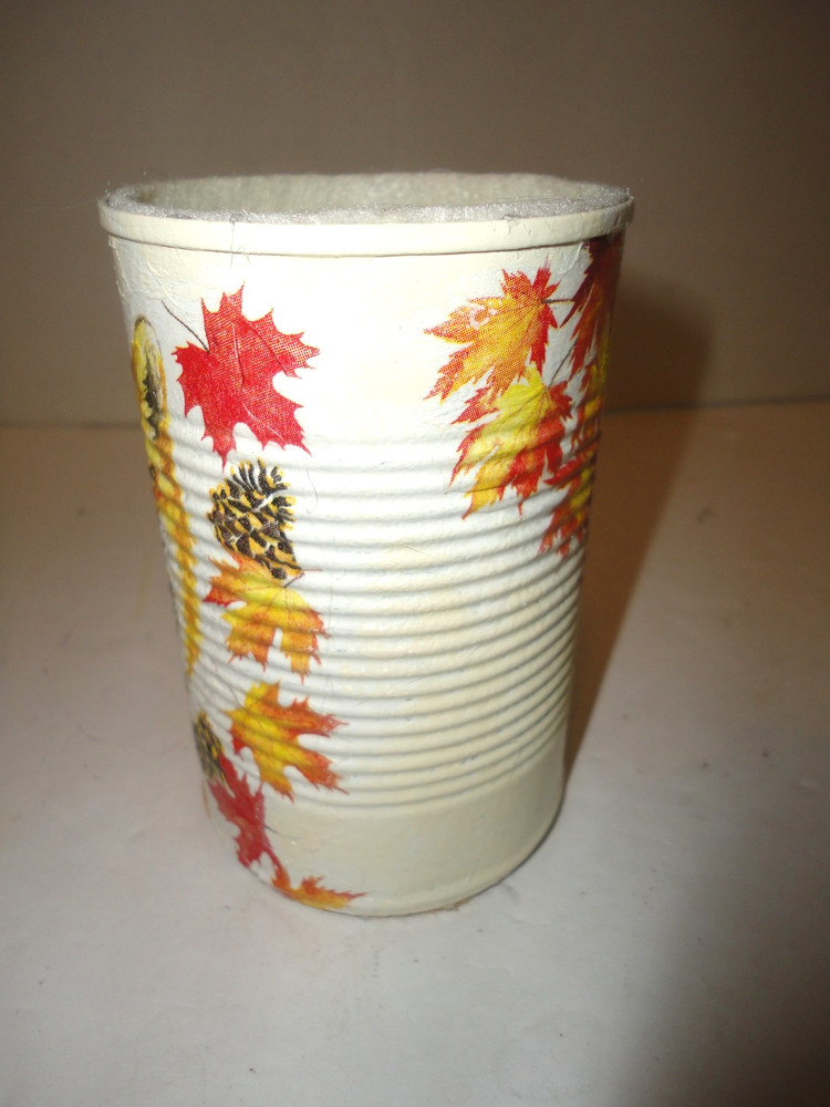 Decoupage Tin Can, Fox In Autumn Leaves( Handmade)