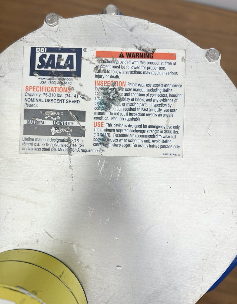 3303018 DBI SALA LOW SPEED DESCENDER, 75-310LBS