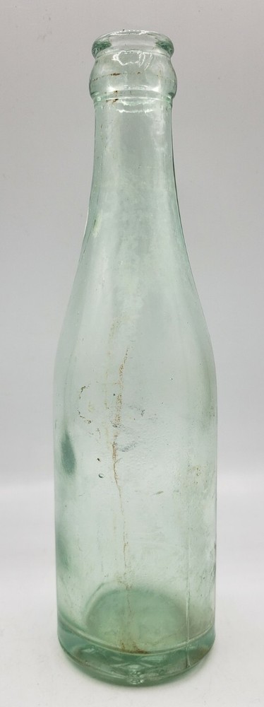 Vintage Pluto Water Light Green Glass Bottle 8" H Devil Embossed on Base