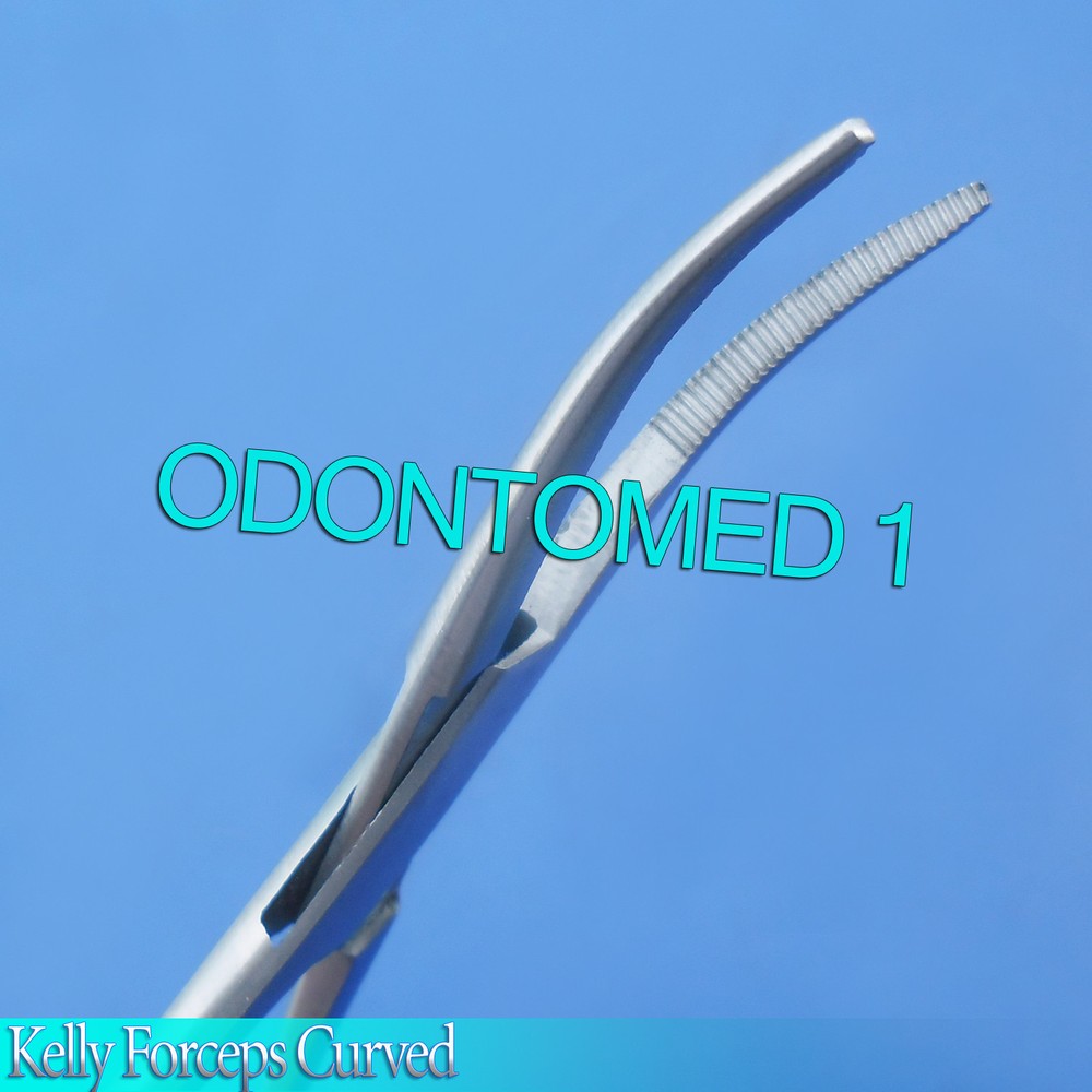 One Pieces Kelly forceps 5.5" Curved Red Dep Handle