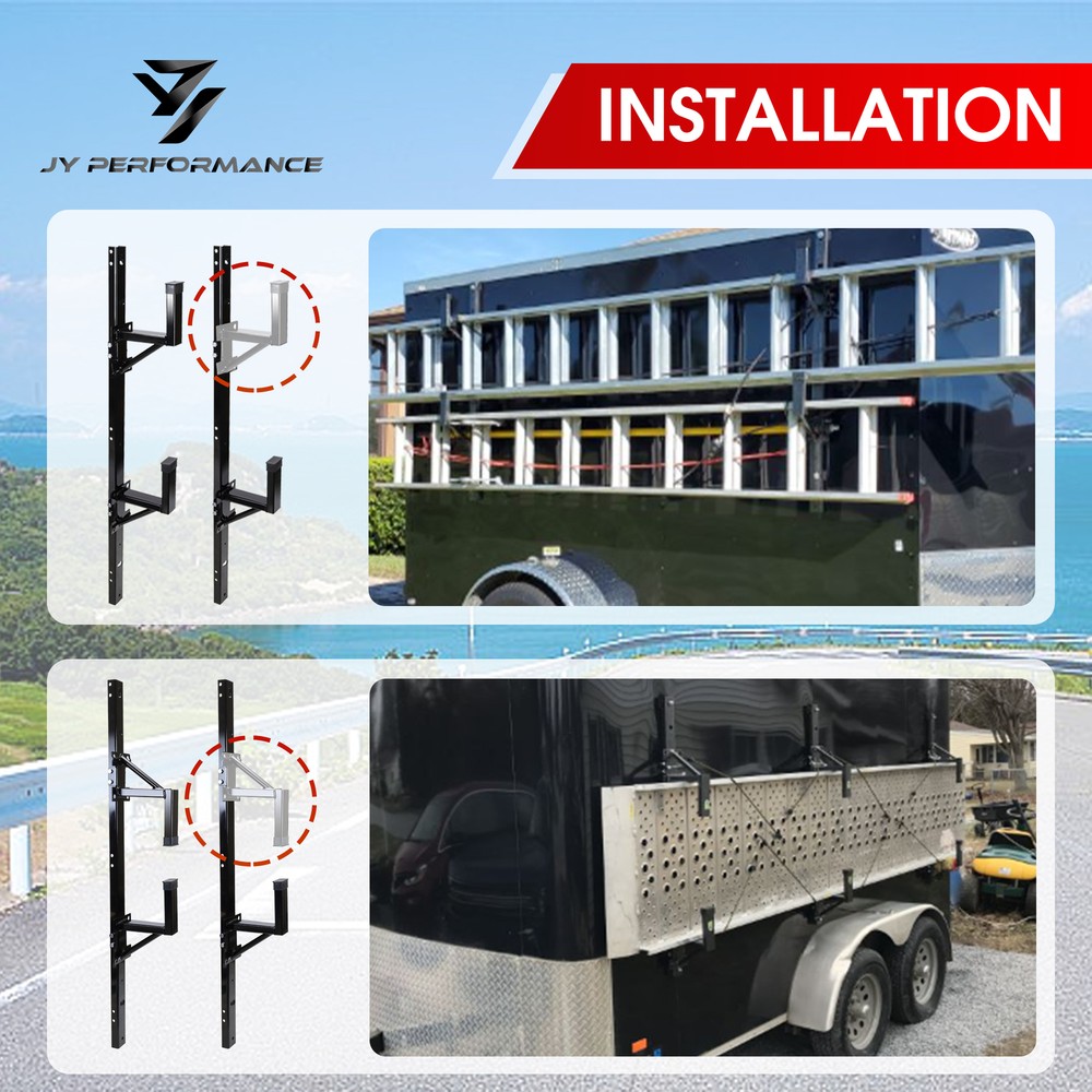 Adjustable Trailer Side Ladder Rack for Enclosed Trailers Exterior Wall Mount