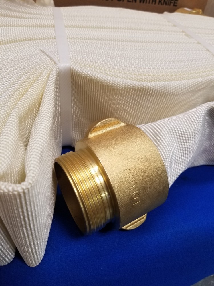 Snap-Tite Fire Hose, 50 ft, White, Polyester, Fire Hose, Single Jacket, 2-1/2"