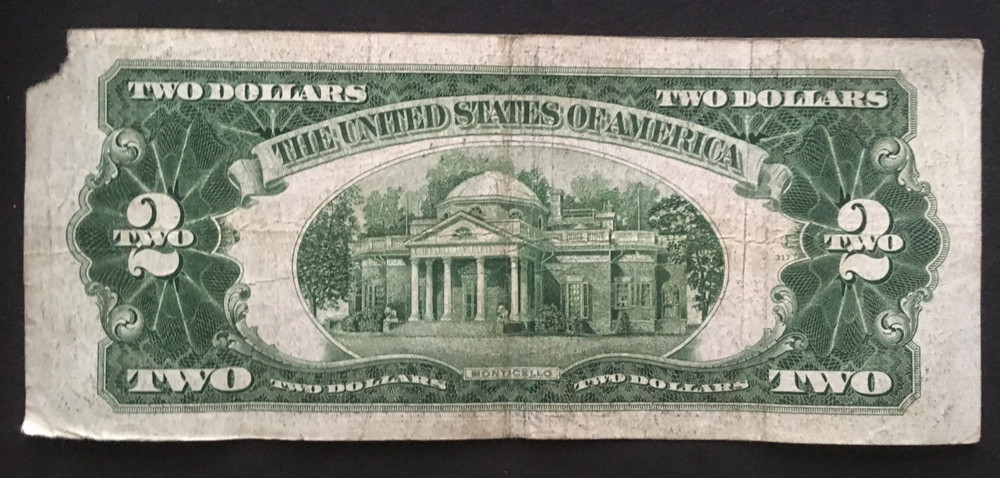 1928 F $2.00 DOLLAR RED SEAL NOTE very nice circulated DA Block missing corner
