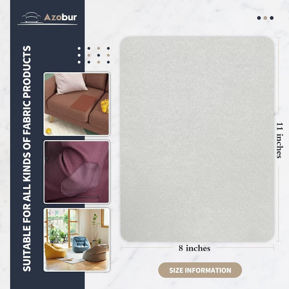 Azobur Velvet Patch,Self-Adhesive Rectangular 8" x 11"(1 Pc), Light Grey