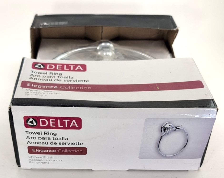 Delta Elegance Collection Chrome Towel Ring New In Box ELE46-PC