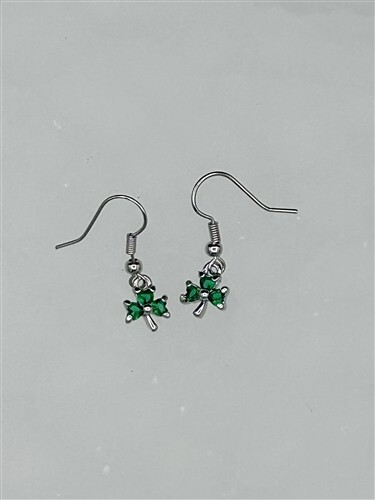 Celtic Dainty Emerald CZ Shamrock Earrings