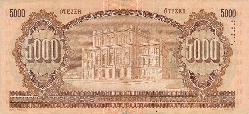 Hungary - 1992 - 5000 forint - banknote - F