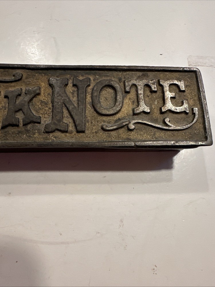 Antique Cast Iron Paperweight...Bank Note