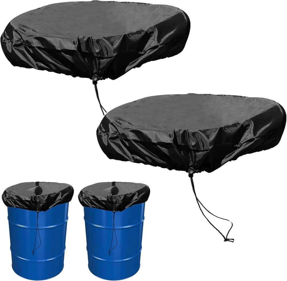 Universal 55 Gallon Drum Cover with Drawstring - UV-Resistant Waterproof Fabric